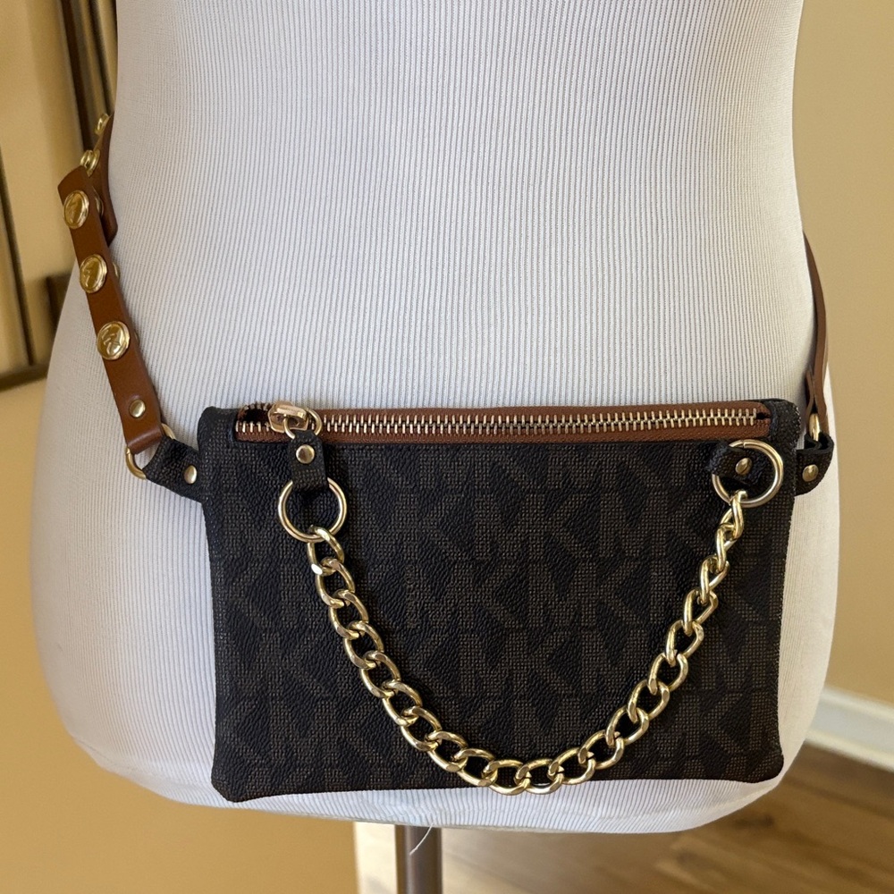 Michael Kors Collection Black and Gold Crossbody Bag